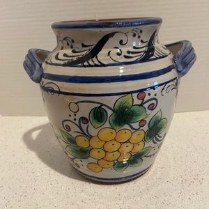 Colorful pottery vase/pot 6 3/4 in tall 6 1/2 wide glazed inside and out